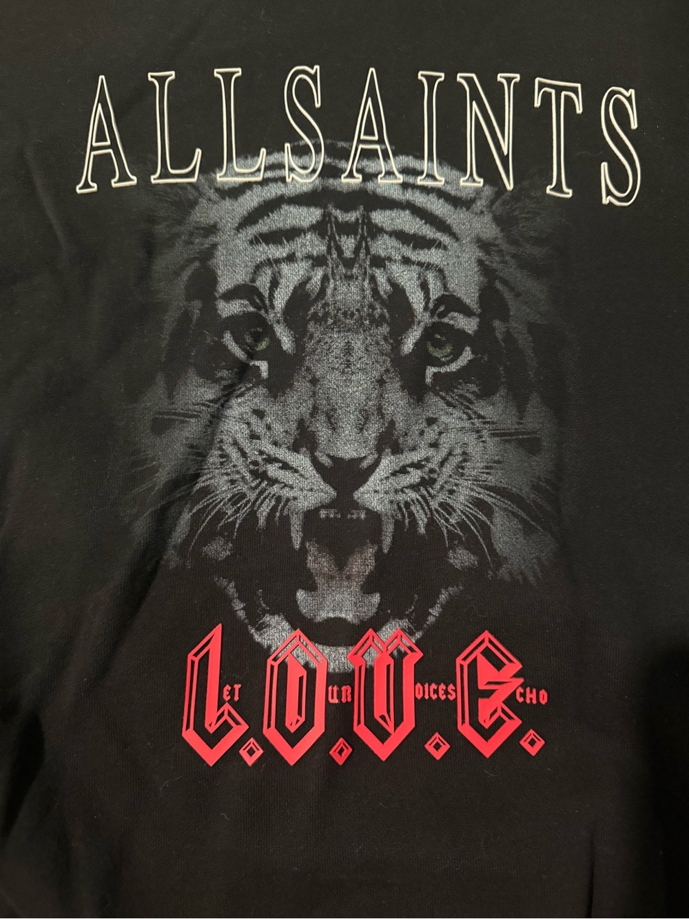 AllSaints Black Tiger Graphic long sleeved crewneck sweater